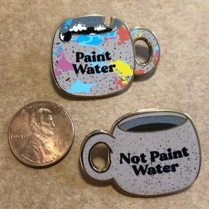2 Small Pins - Paint Water & Not Paint Water